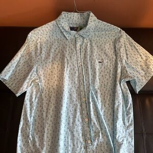 Vineyard Vines Blue Casual Button Down Shirt with Boat Pattern